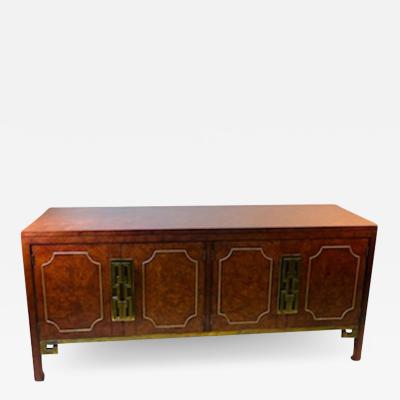 Tommi Parzinger MID CENTURY MODERN BURLWOOD AND BRASS SIDEBOARD BY TOMMI PARZINGER FOR CHARAK