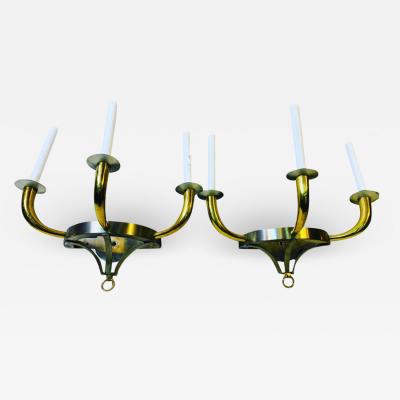 Tommi Parzinger MODERNIST EXCEPTIONAL PAIR OF NICKEL AND BRASS SCONCES BY TOMMI PARZINGER