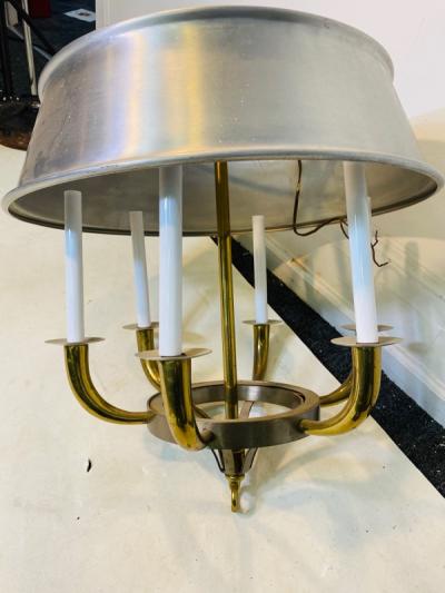 Tommi Parzinger MODERNIST NICKEL AND BRASS CHANDELIER BY TOMMI PARZINGER