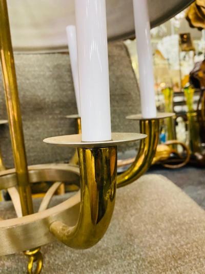 Tommi Parzinger MODERNIST NICKEL AND BRASS CHANDELIER BY TOMMI PARZINGER