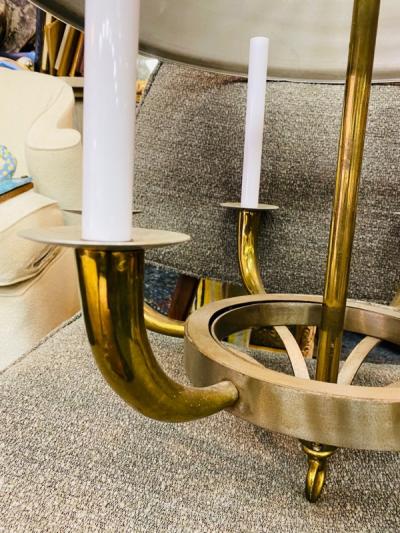 Tommi Parzinger MODERNIST NICKEL AND BRASS CHANDELIER BY TOMMI PARZINGER