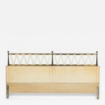 Tommi Parzinger Mid Century American Brass and Leather King Size Headboard