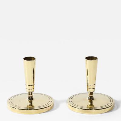 Tommi Parzinger Mid Century Brass Candleholders signed Tommi Parzinger for Dorlyn Silversmiths