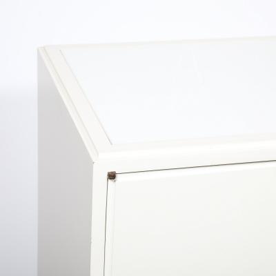 Tommi Parzinger Mid Century Cream Lacquer w Black Lacquer Supports Sideboard by Tommi Parzinger