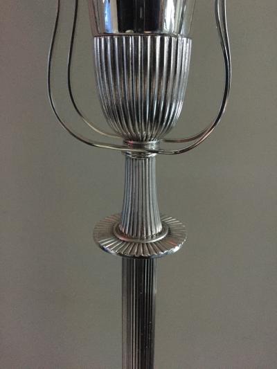 Tommi Parzinger Mid Century Modern Polished Nickel Urn Form Torch re by Tommi Parzinger