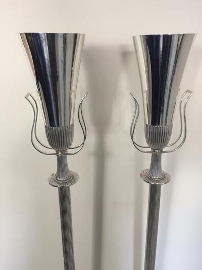 Tommi Parzinger Mid Century Modern Polished Nickel Urn Form Torch re by Tommi Parzinger