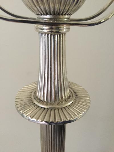 Tommi Parzinger Mid Century Modern Polished Nickel Urn Form Torch re by Tommi Parzinger