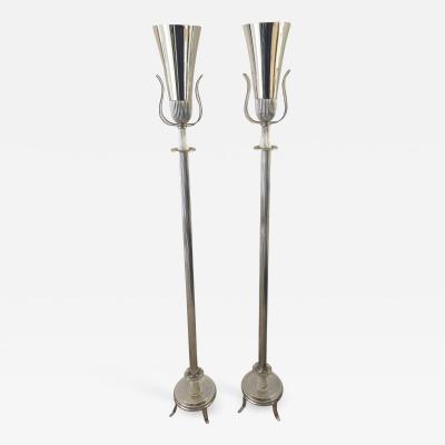 Tommi Parzinger Mid Century Modern Polished Nickel Urn Form Torch re by Tommi Parzinger