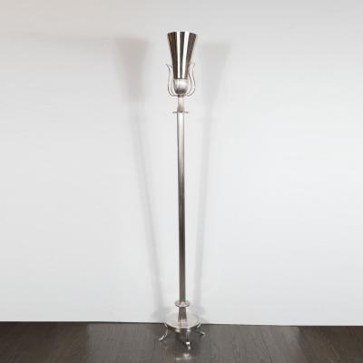 Tommi Parzinger Mid Century Modern Polished Nickel Urn Form Torch re by Tommi Parzinger