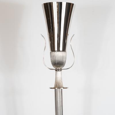 Tommi Parzinger Mid Century Modern Polished Nickel Urn Form Torch re by Tommi Parzinger