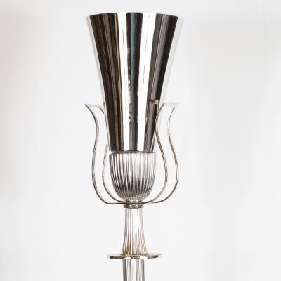 Tommi Parzinger Mid Century Modern Polished Nickel Urn Form Torch re by Tommi Parzinger