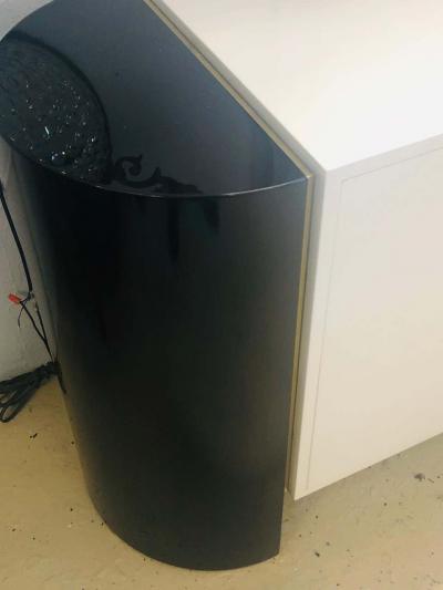 Tommi Parzinger Mid Century Modernist Long Black and White Lacquered Credenza Sideboard Cabinet