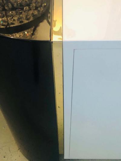 Tommi Parzinger Mid Century Modernist Long Black and White Lacquered Credenza Sideboard Cabinet