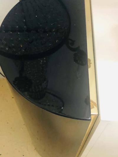 Tommi Parzinger Mid Century Modernist Long Black and White Lacquered Credenza Sideboard Cabinet