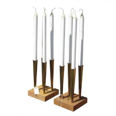 Tommi Parzinger Midcentury Pair of Candle Table Lamps for Stiffel