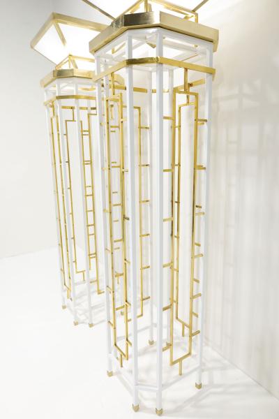 Tommi Parzinger Monumental Brass and Metal Torchieres
