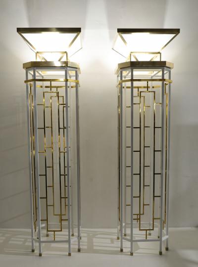 Tommi Parzinger Monumental Brass and Metal Torchieres