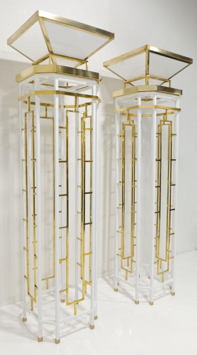 Tommi Parzinger Monumental Brass and Metal Torchieres