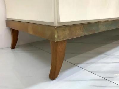 Tommi Parzinger Monumental Ivory Lacquered and Aged Brass Credenza Style of Tommi Parzinger