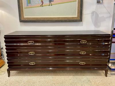 Tommi Parzinger Original Tommi Parzinger Sculpted Front Chest of Drawers Signed