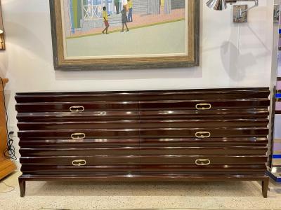 Tommi Parzinger Original Tommi Parzinger Sculpted Front Chest of Drawers Signed
