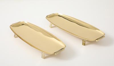 Tommi Parzinger Pair Tommi Parzinger Brass Serving Trays