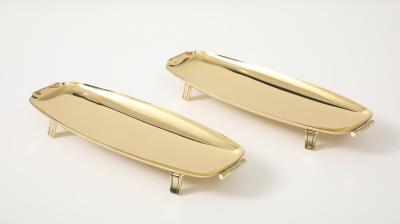 Tommi Parzinger Pair Tommi Parzinger Brass Serving Trays