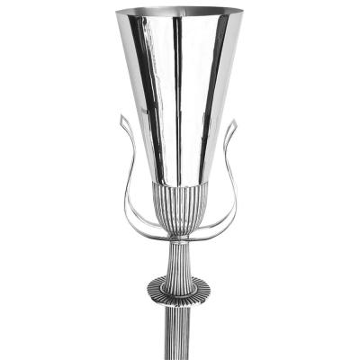 Tommi Parzinger Pair of 1940s Silver Plated Torchiere Floor Lamps by Tommi Parzinger
