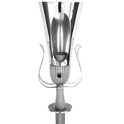 Tommi Parzinger Pair of 1940s Silver Plated Torchiere Floor Lamps by Tommi Parzinger