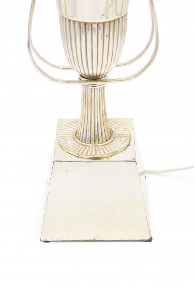 Tommi Parzinger Pair of American Art Moderne Parzinger Silver Plate Urn Table Lamps