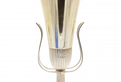 Tommi Parzinger Pair of American Art Moderne Parzinger Silver Plate Urn Table Lamps