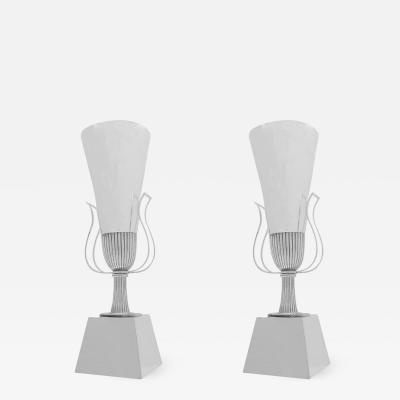 Tommi Parzinger Pair of Table Top Torchier Lamps by Tommi Parzinger