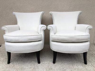 Tommi Parzinger Pair of Tommi Parzinger Petite Slipper Chairs Club Arm Chairs