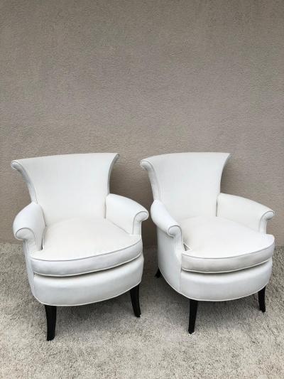 Tommi Parzinger Pair of Tommi Parzinger Petite Slipper Chairs Club Arm Chairs