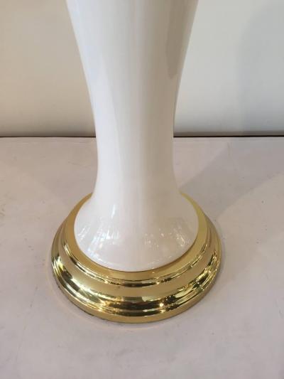 Tommi Parzinger Pair of Tommi Parzinger Style Porcelain Brass Lamps