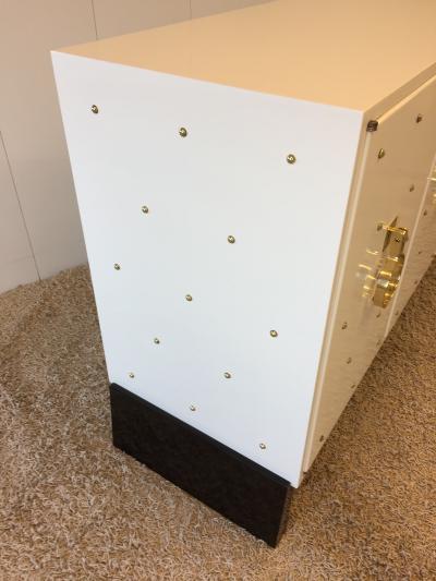Tommi Parzinger Parzinger Original White Lacquered Studded Cabinet