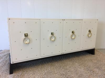 Tommi Parzinger Parzinger Original White Lacquered Studded Cabinet