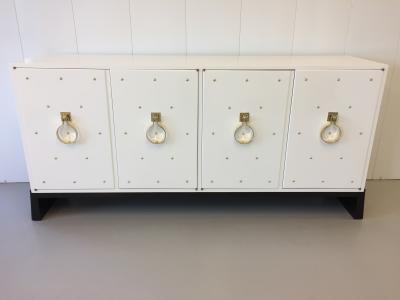 Tommi Parzinger Parzinger Original White Lacquered Studded Cabinet