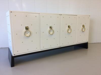 Tommi Parzinger Parzinger Original White Lacquered Studded Cabinet