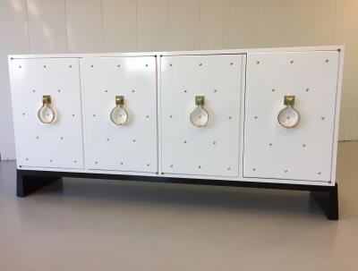 Tommi Parzinger Parzinger Original White Lacquered Studded Cabinet