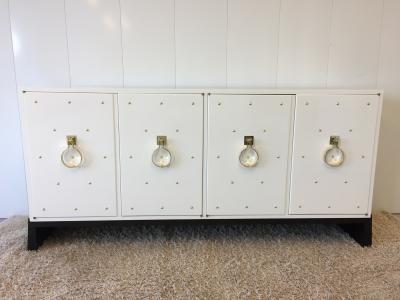 Tommi Parzinger Parzinger Original White Lacquered Studded Cabinet