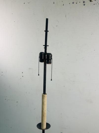 Tommi Parzinger RARE MID CENTURY TOMMI PARZINGER TRIPOD FLOOR LAMP WITH ATTACHED WOOD TABLE