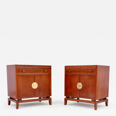 Tommi Parzinger Rare Pair Of Tommi Parzinger For Charak Modern Mahogany And brass Night Stand