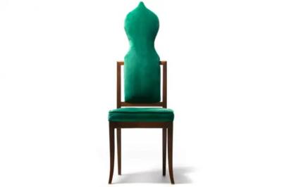 Tommi Parzinger Set of 14 Tommi Parzinger Style Dining Chairs in Green Velvet with Walnut Frames