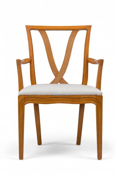 Tommi Parzinger Set of 6 Mid Century Maple Upholstered Dining Chairs Tomlinson 