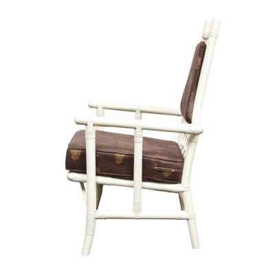 Tommi Parzinger Set of Six Tommi Parzinger White Lacquer Bamboo Dining Chairs 1950s