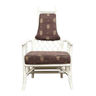 Tommi Parzinger Set of Six Tommi Parzinger White Lacquer Bamboo Dining Chairs 1950s