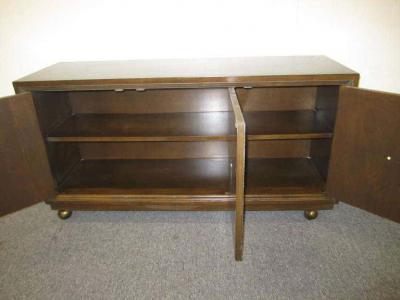 Tommi Parzinger Stunning Pair of Parzinger Style Brass Studded Petite Credenza Mid Century