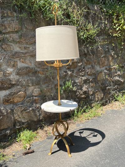 Tommi Parzinger TOMMI PARZINGER GILT METAL AND MARBLE FLOOR LAMP