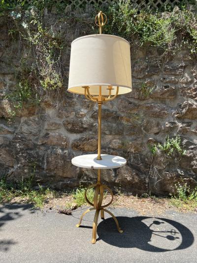 Tommi Parzinger TOMMI PARZINGER GILT METAL AND MARBLE FLOOR LAMP